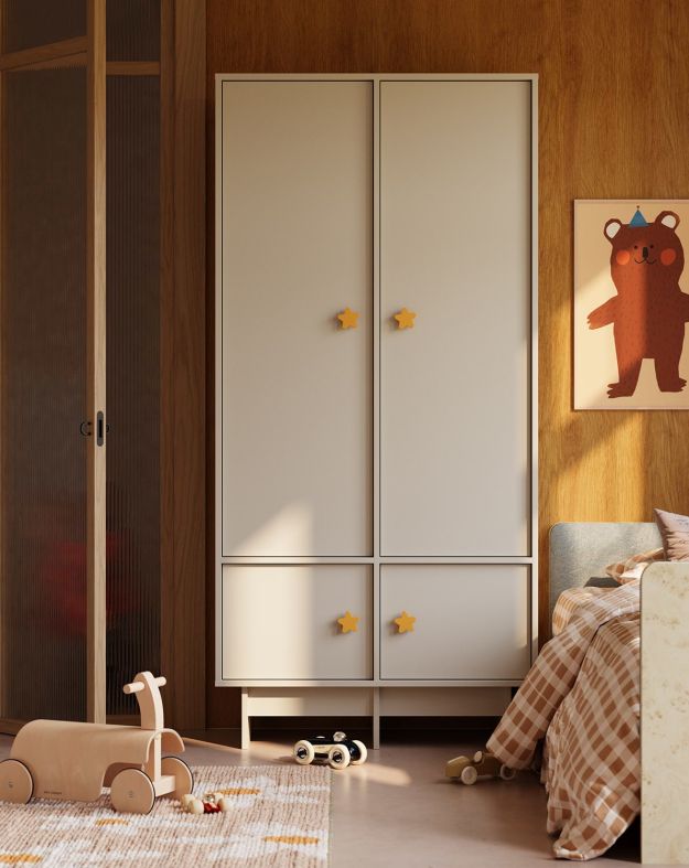 KABE KIDS SZK06K hlboká šatníková skriňa s tyčou v štýle JAPANDI