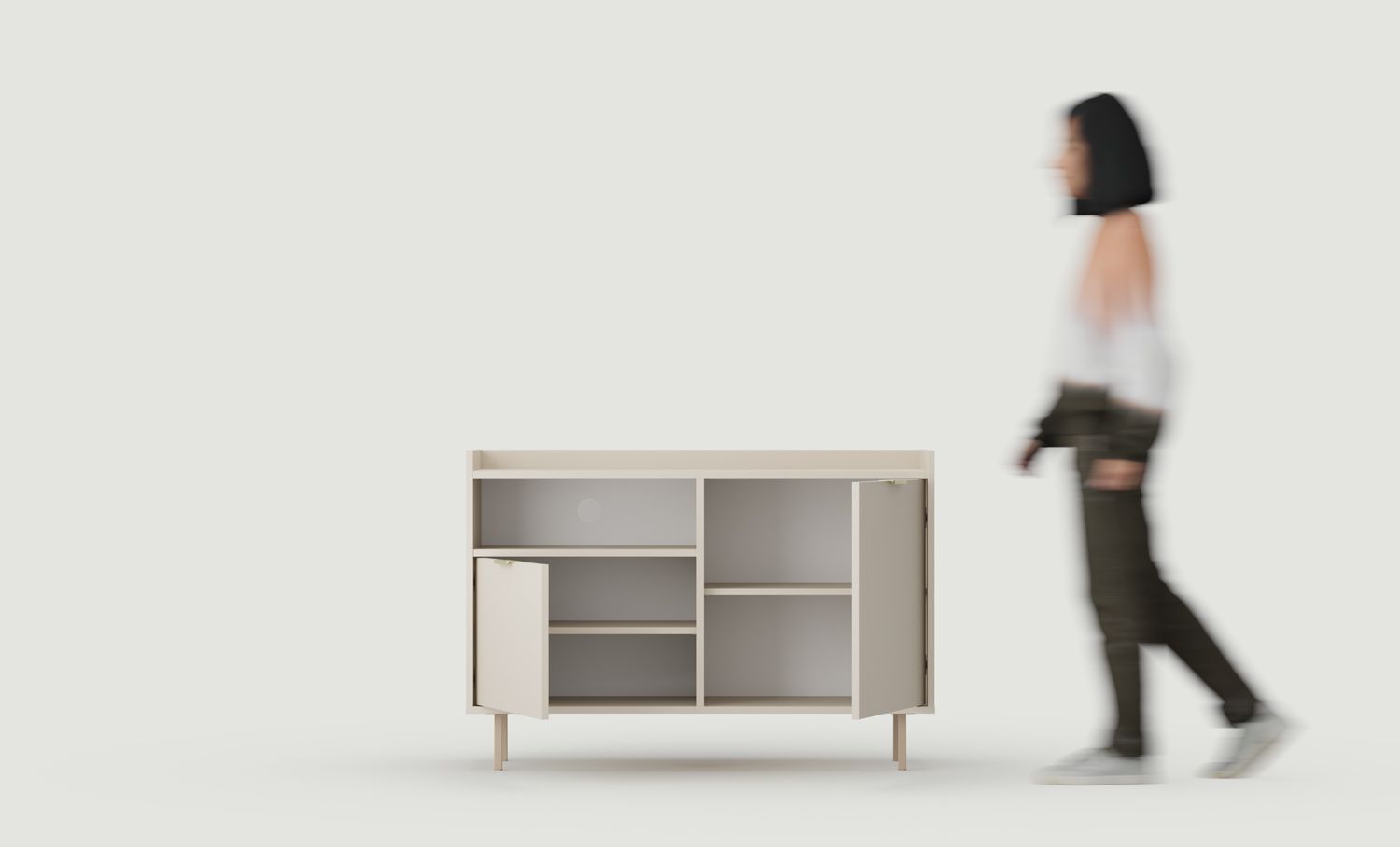Mobilná RTV skriňa SIGI KS2TV1
Farba: Wrapping Cashmere
Noha: Cappuccino
Rukoväť: LING Gold