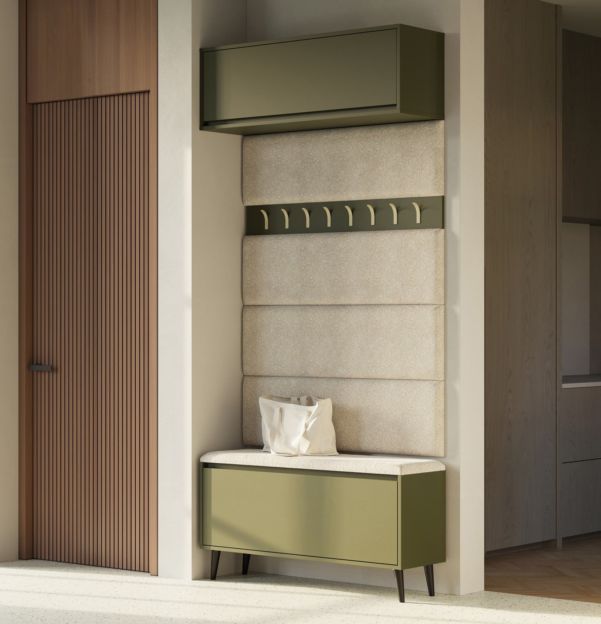 Čalúnený stenový panel P02
Farba materiálu čalúnenia: Moss 02