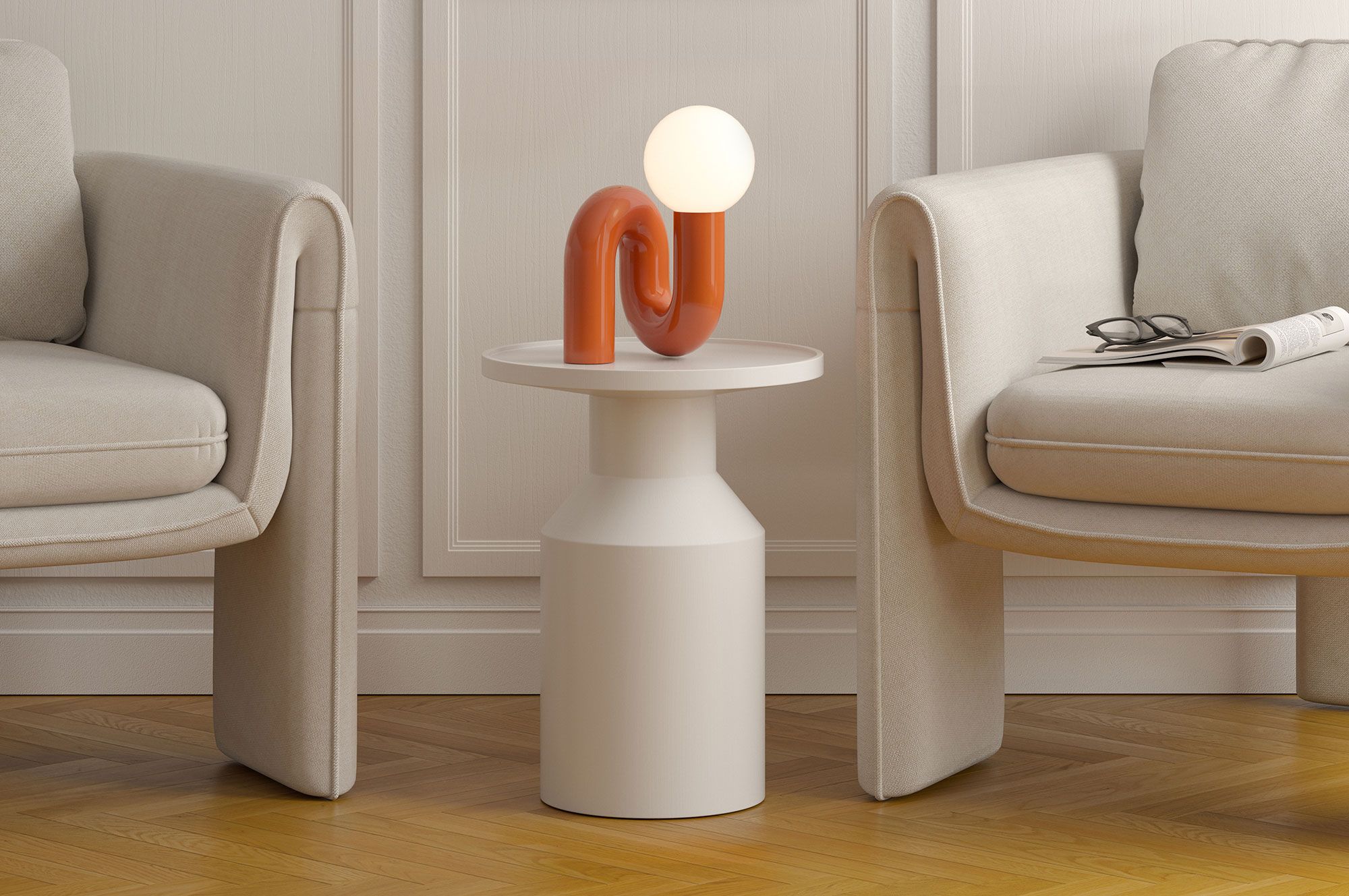 Drevený pomocný stôl FLAT SP2 White