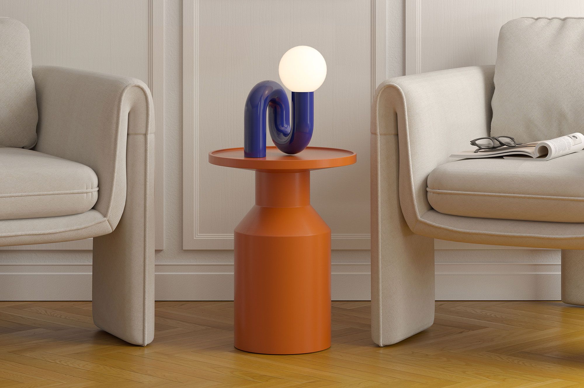 Drevený pomocný stôl FLAT SP2 Mandarin