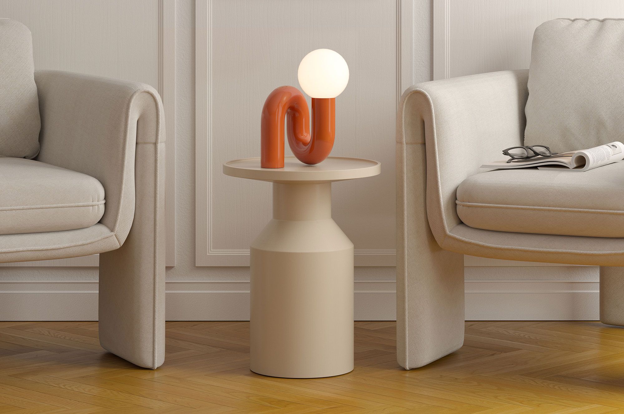 Drevený pomocný stôl FLAT SP2 Champagne