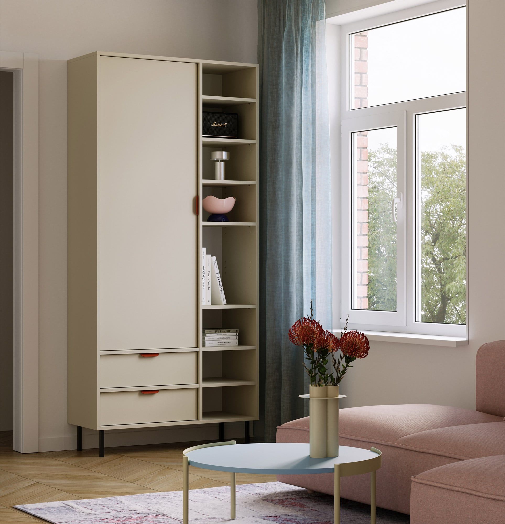 SIGI asymetrický šatník SZSA2
Farba: Mliečna cesta
Noha: čierna
Rukoväť: LAYERS 110 Fiery Terracotta