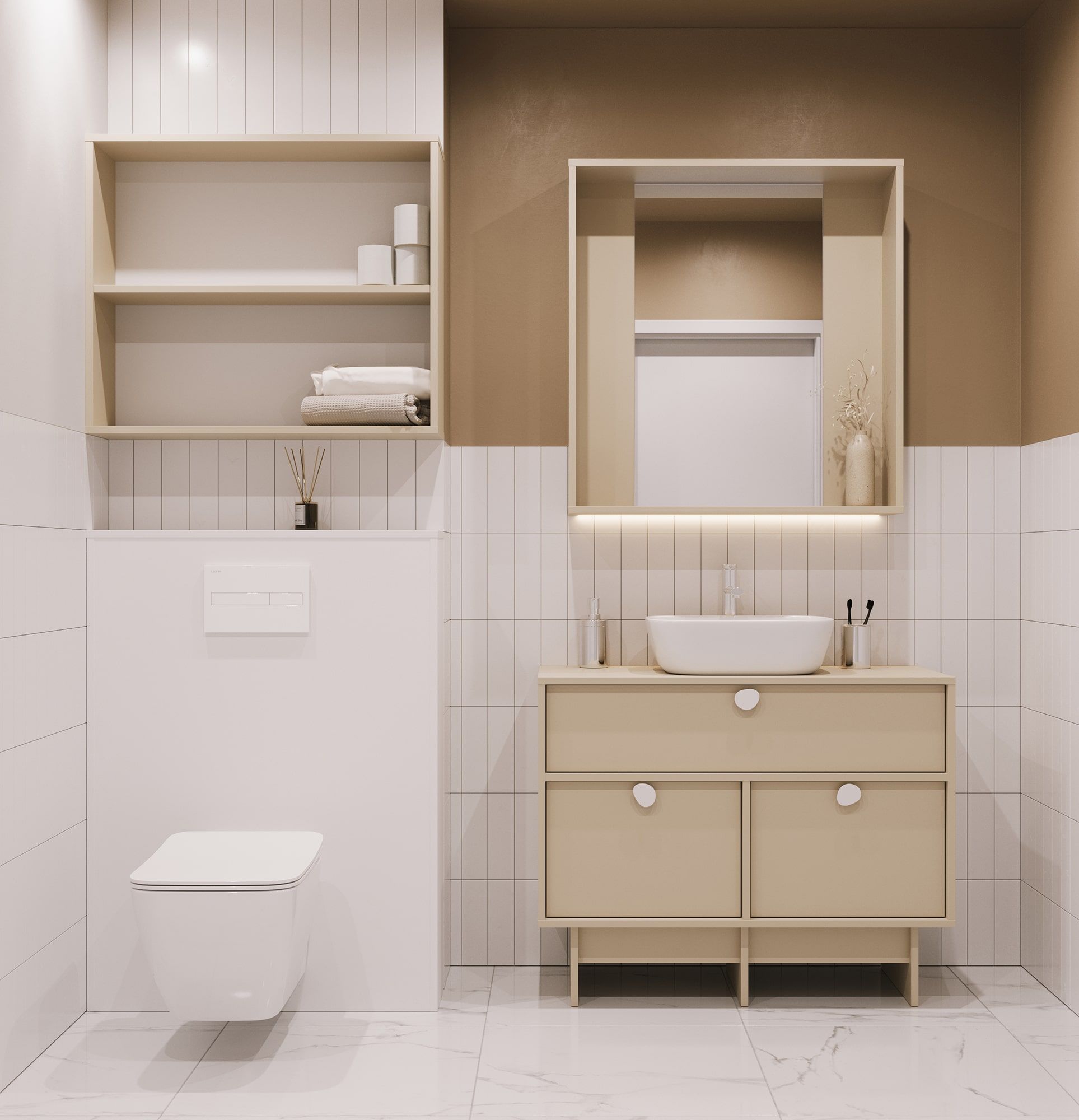 Kúpeľňová nástenná skrinka WL02
Farba: Champagne Beige