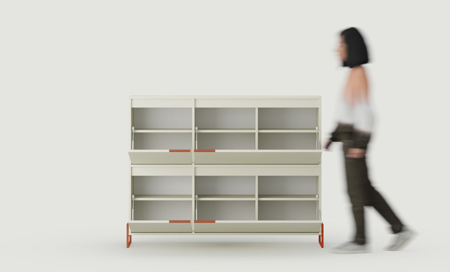 Skriňa na topánky INEA DUO ISD3
Farba: mliečna cesta
Farba nôh a úchytiek: Oceľ Inea Fiery Terracotta