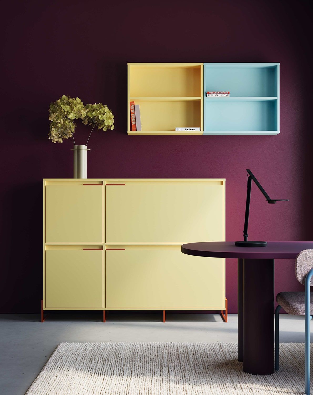 Skriňa na topánky INEA DUO ISD3
Farba: mliečna cesta
Farba nôh a úchytiek: Oceľ Inea Fiery Terracotta