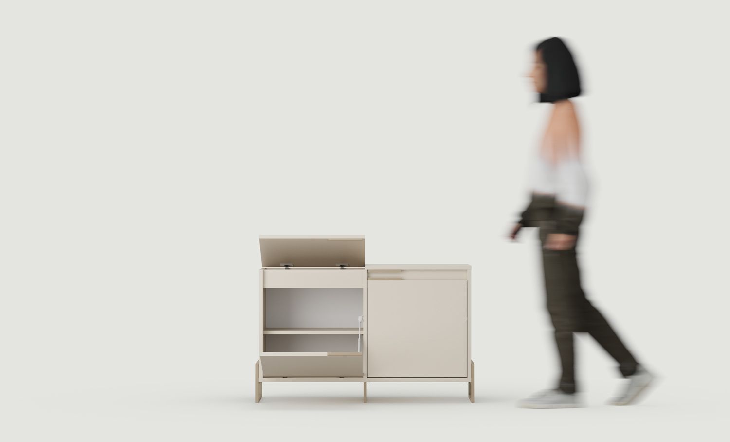 Skriňa na topánky INEA ISB2
Farba: Woolly Cashmere
Farba nôh a úchytiek: Oceľ Inea Cappuccino