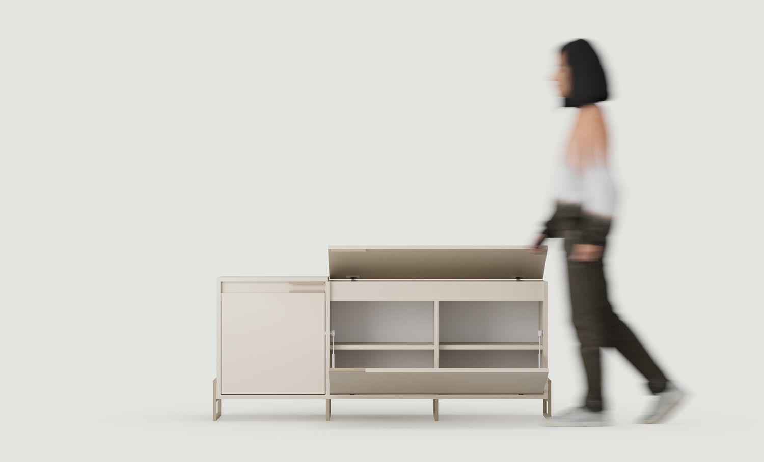 Skriňa na topánky INEA ISB4
Farba: Woolly Cashmere
Farba nôh a úchytiek: Oceľ Inea Cappuccino