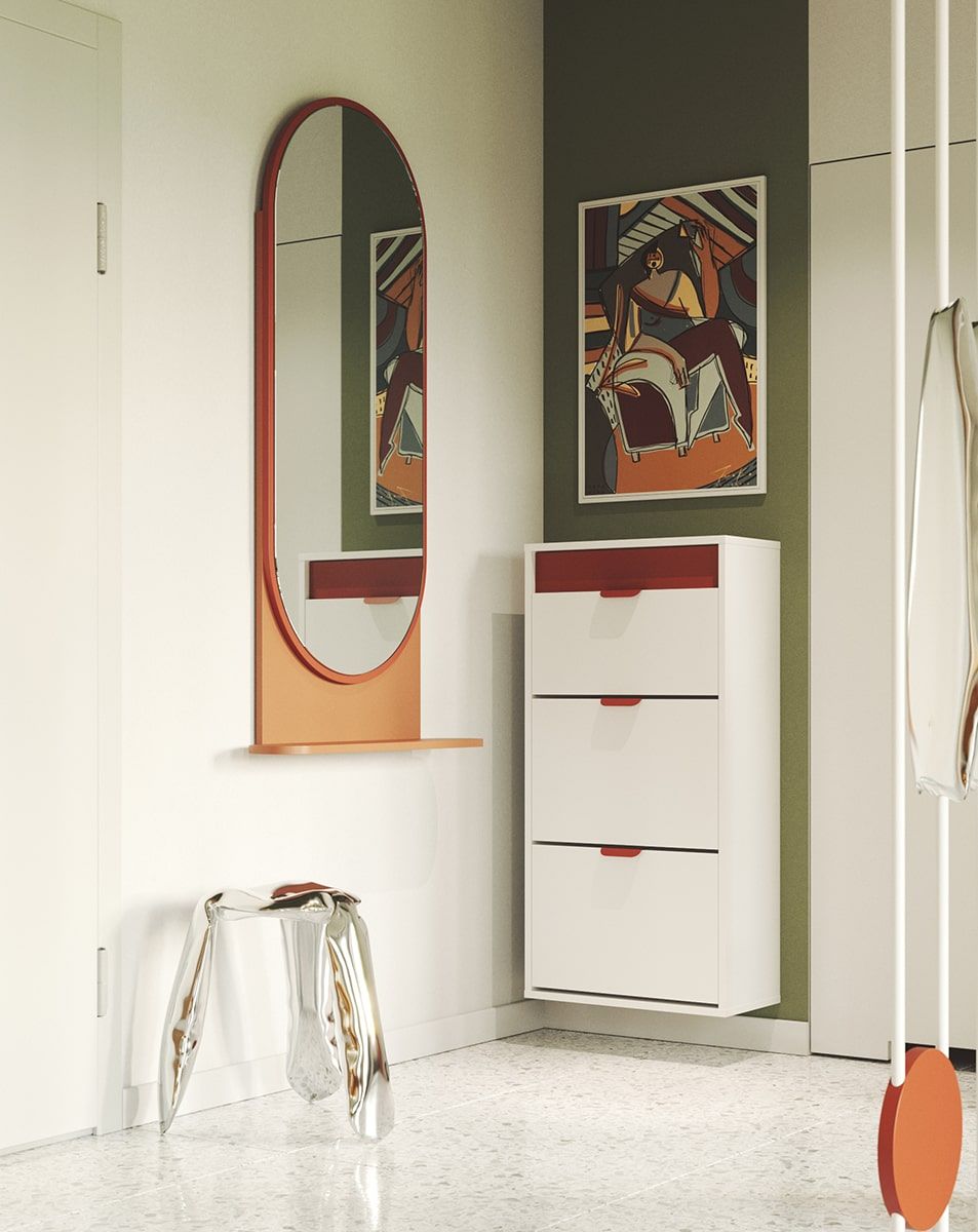 Závesná skrinka na topánky LAYERS LAY24
Farba: porcelánová biela
Farba prednej strany: Ohnivá terakota
Úchytka: Úchytka LAYERS 110 Fire Terracotta