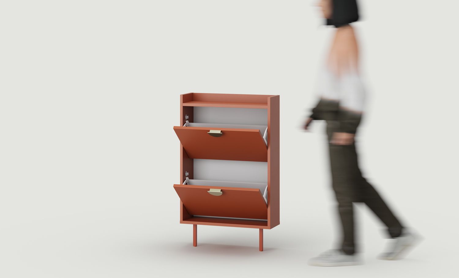 SIGI SBKS1 skrinka na topánky s klapkou
Farba: ohnivá terakota
Noha: Fiery Terracotta
Úchytka: RIND Gold