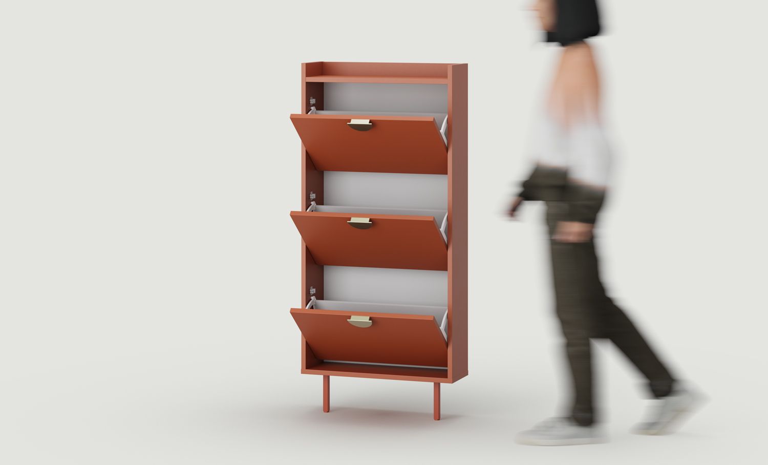 SIGI SBKS2 skrinka na topánky s klapkou
Farba: ohnivá terakota
Noha: Fiery Terracotta
Úchytka: RIND Gold