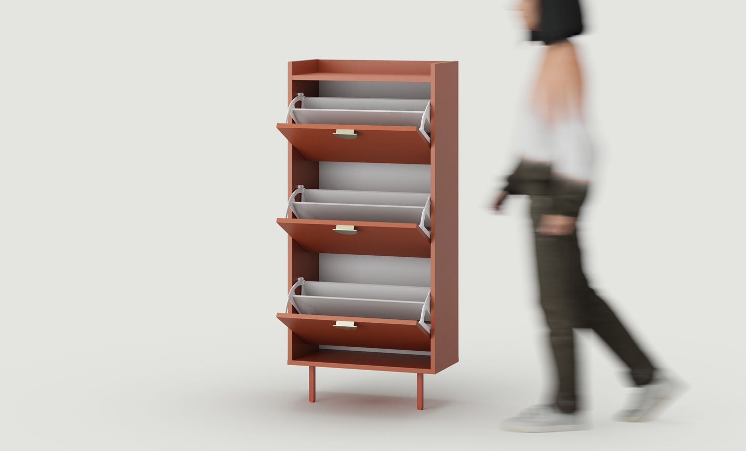 SIGI SBKS2D skrinka na topánky s klapkou
Farba: ohnivá terakota
Noha: Fiery Terracotta
Úchytka: RIND Gold