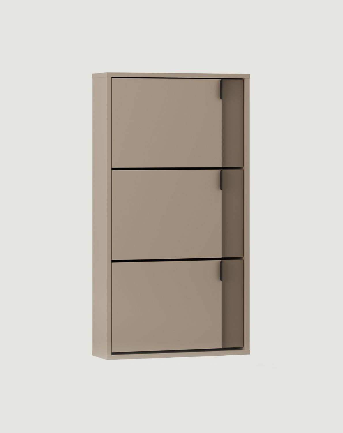 Skriňa na topánky LAYERS s chlopňou LAY38
Farba: jaseňová hlina
Farba prednej strany: kávovo hnedá
Rukoväť: LAYERS 110 Black Onyx