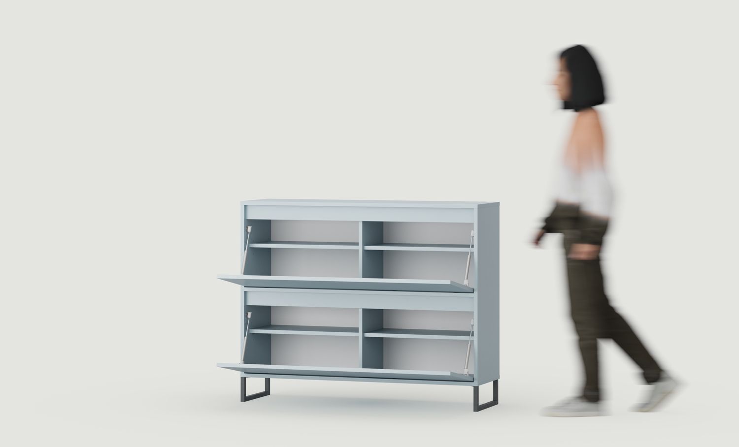 Skriňa na topánky SBD4 duo ODIS
Farba: Dove Blue
Farba nôh: oceľová ODIS sivá