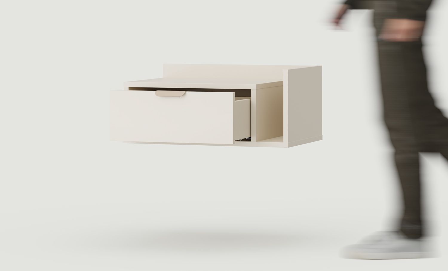 Závesný nočný stolík SIGI SNS05
Farba: Champagne Beige
Rukoväť: LAYERS 110 Rukoväť s okrajom v tvare kapučíno