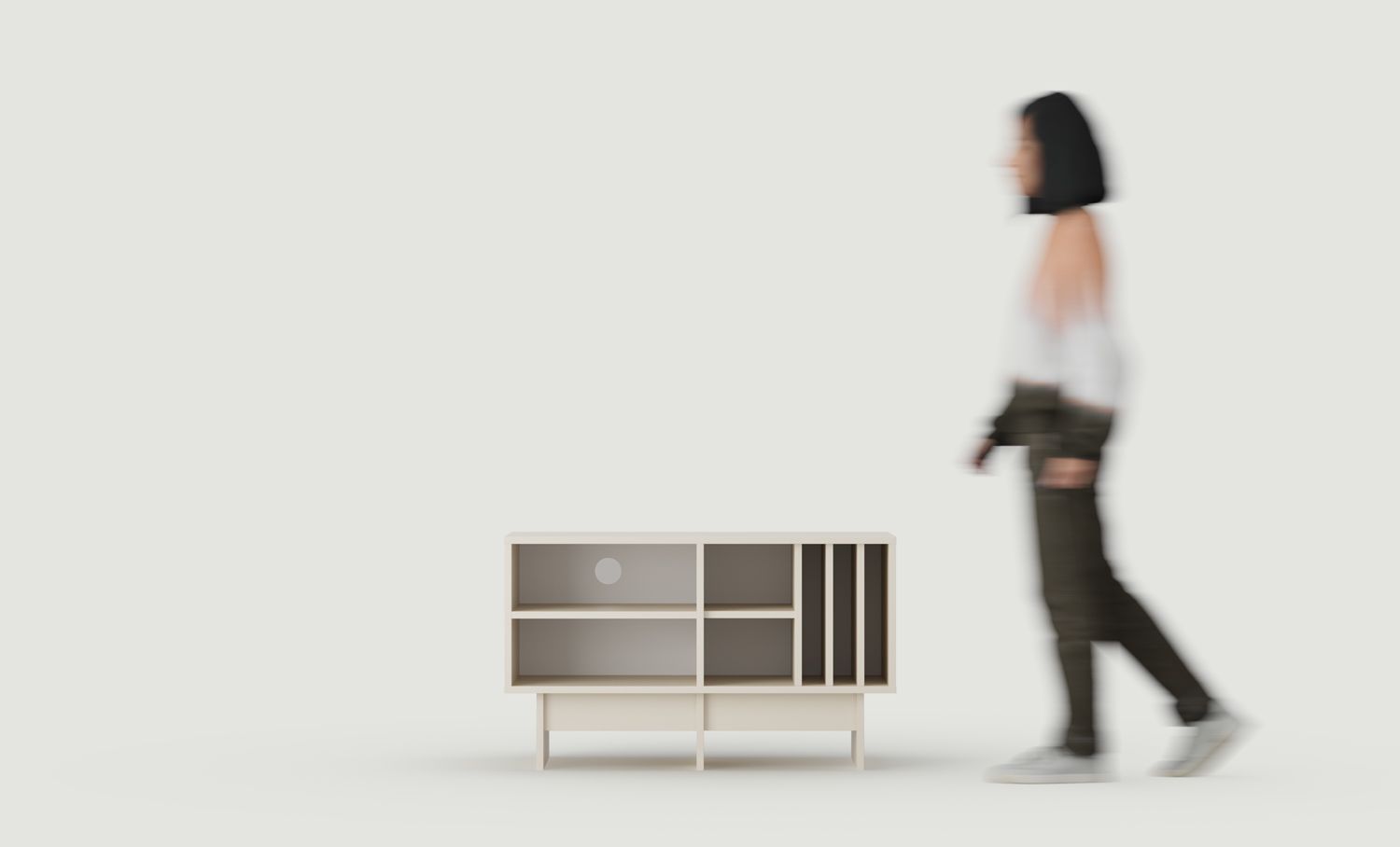 KABE KTV1W vinylová RTV skriňa v štýle JAPANDI
Farba: šampanská béžová