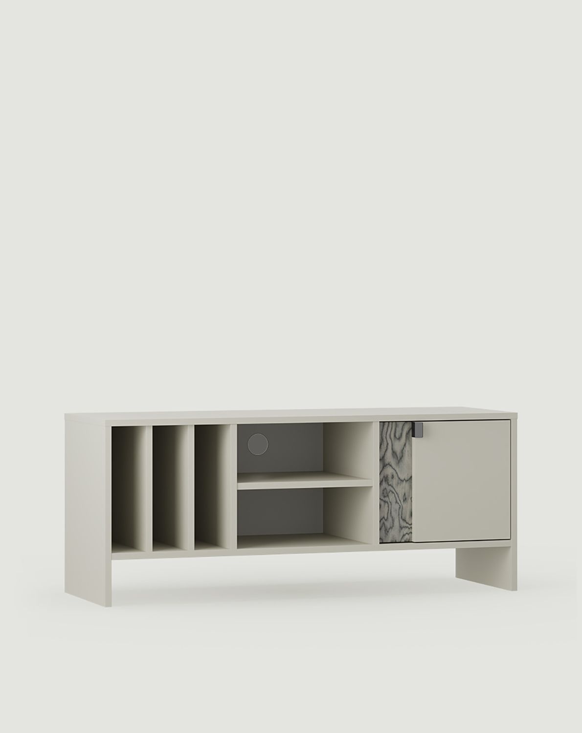 Vinylová RTV skrinka LAY07
Farba: Mliečna cesta
Farba prednej strany druhej vrstvy: Sottsass Grey Veneer
Rukoväť: LAYERS 42 rukoväť Black Onyx