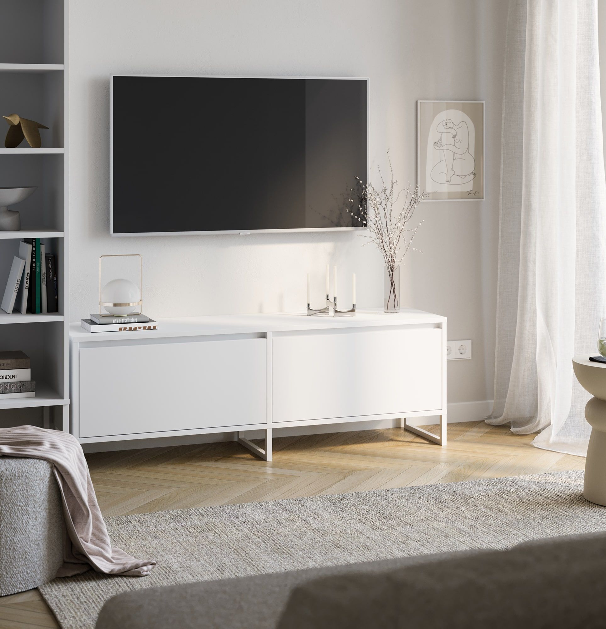 RTV skriňa ODIS BTV2K
Farba: porcelánovo biela
Farba nohy: biela
                            