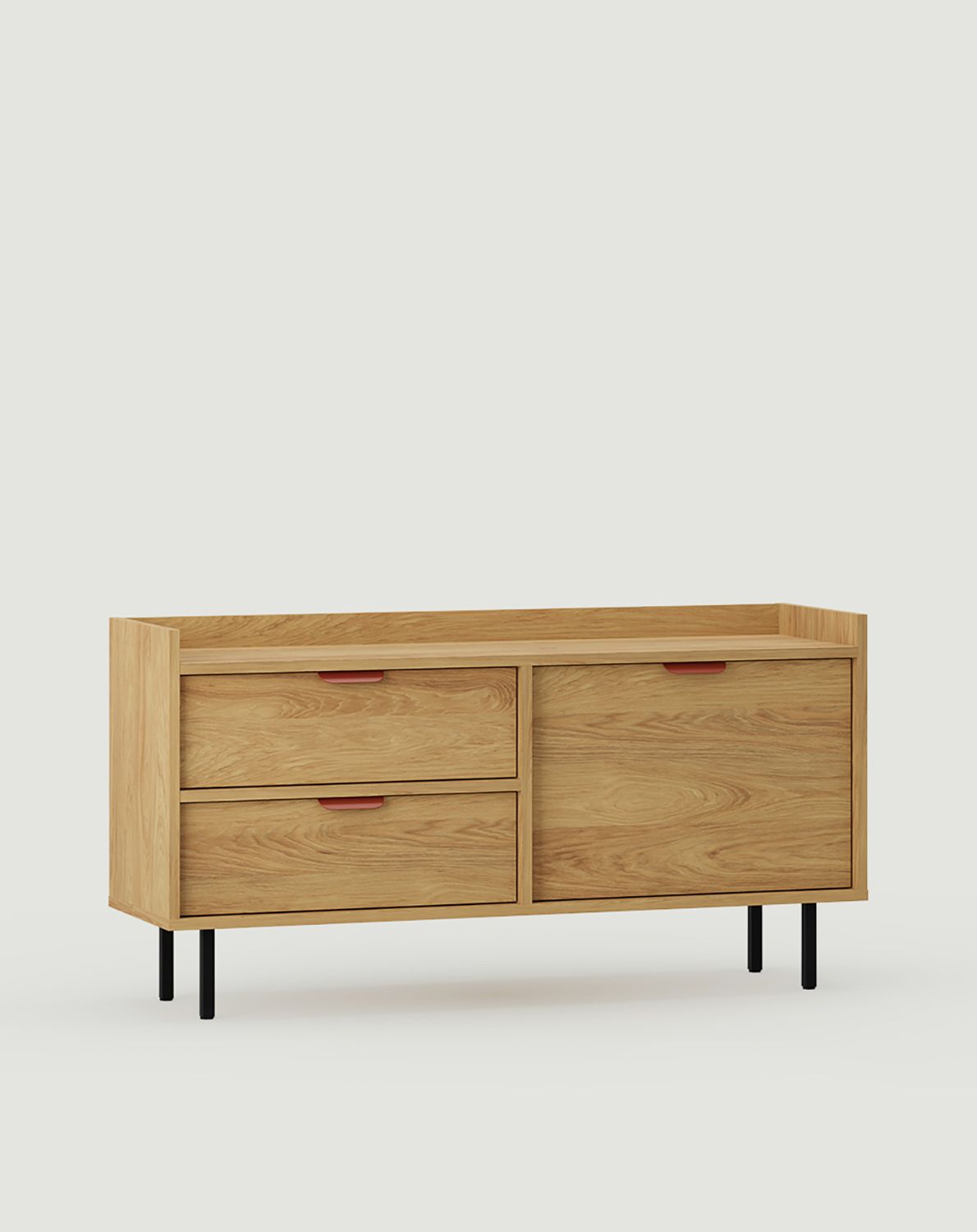 RTV skriňa SIGI S2TV2S
Farba: Natural Hickory
Noha: čierna
Rukoväť: LAYERS 110 Fire Terracotta hrana rukoväte
                            