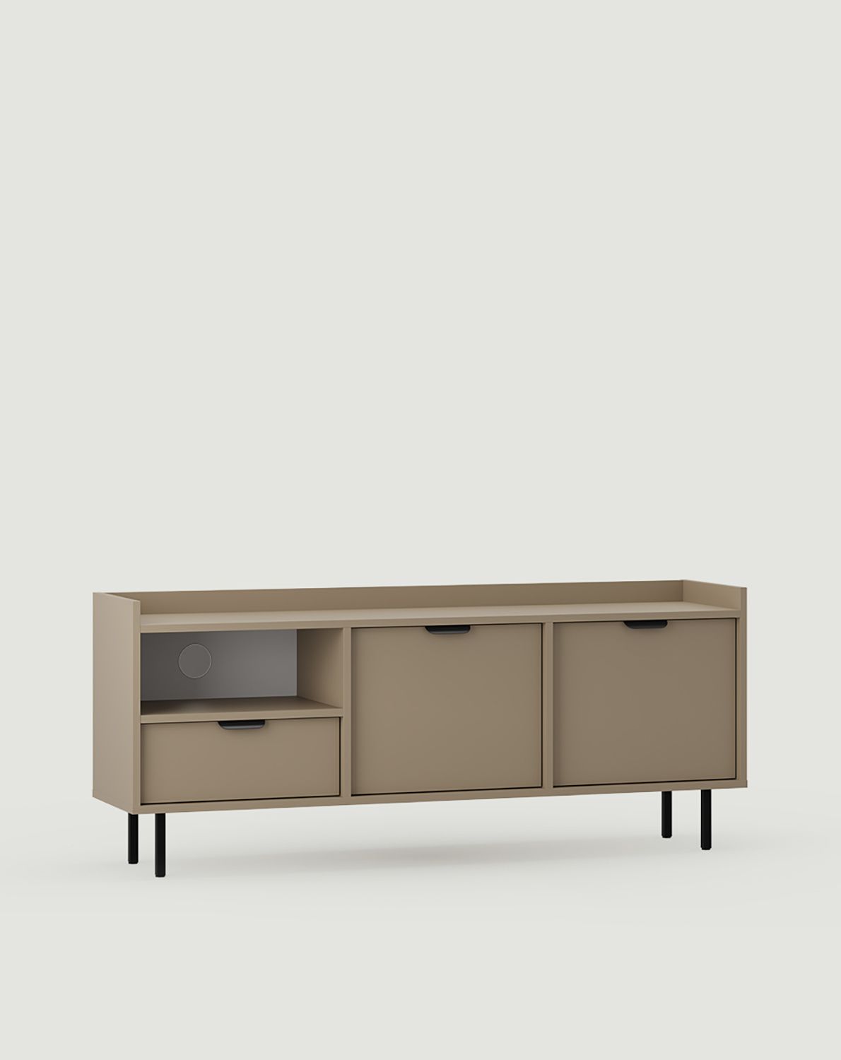 RTV skriňa SIGI STV1
Farba: Cappuccino
Noha: čierna
Rukoväť: Hranatá rukoväť LAYERS 110 Black Onyx