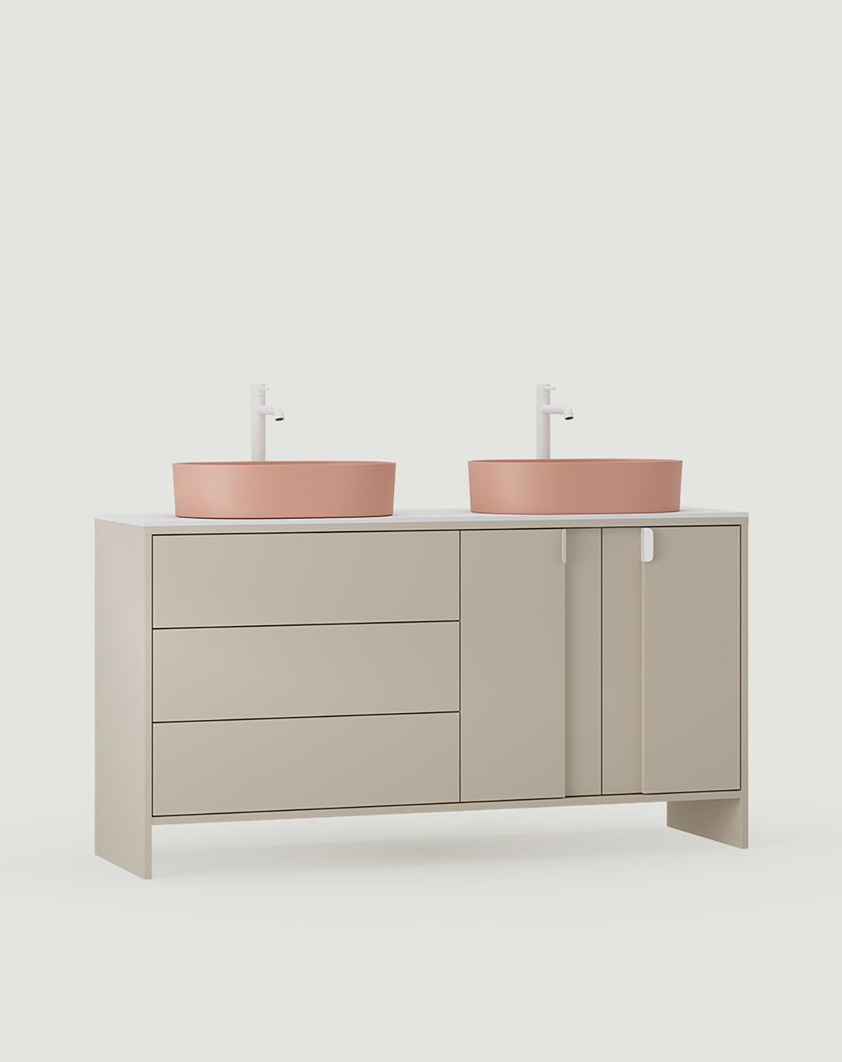 OMNIRES LAYERS LAY74 skrinka s dvojitým umývadlom
Farba: Champagne Beige
Farba čela druhej vrstvy: Champagne Beige
Rukoväť: LAYERS 110 Porcelánová biela
Umývadlo: OVO M+ Coral OMNIRES
Vodovodná batéria: Biela matná OMNIRES
Pultová doska: biela Cryst