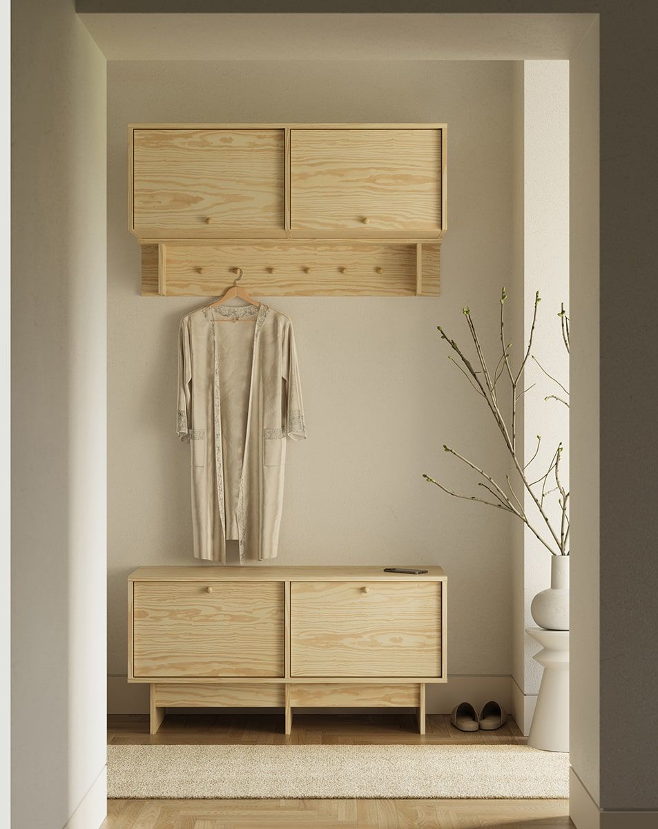 Vešiak na oblečenie KABE KW01 v štýle JAPANDI
Farba: Flame Pine
Háčik: KD Drevený guľový háčik