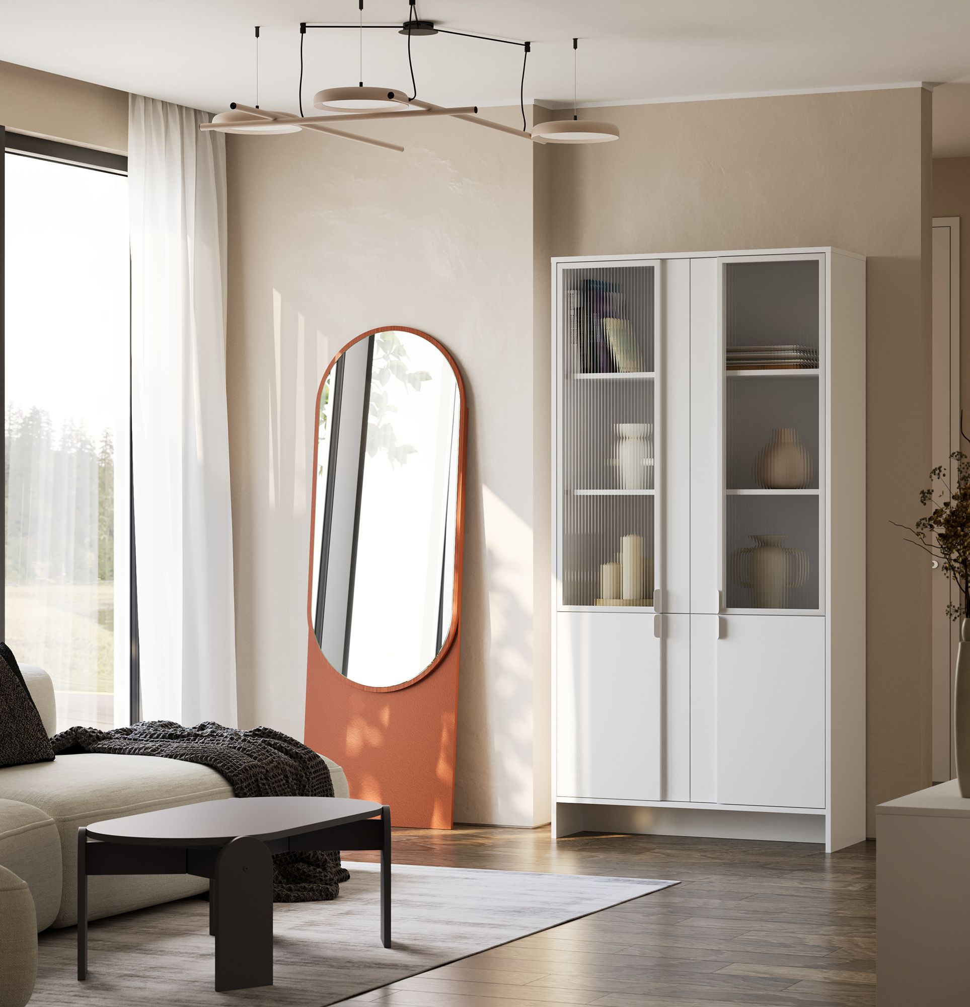 Skriňa LAYERS LAY47
Farba: porcelánovo biela
Druhá vrstva farba čela: porcelánovo biela
Rukoväť: LAYERS 110 Porcelánová biela
Typ skla: Rýhované ornamentálne sklo