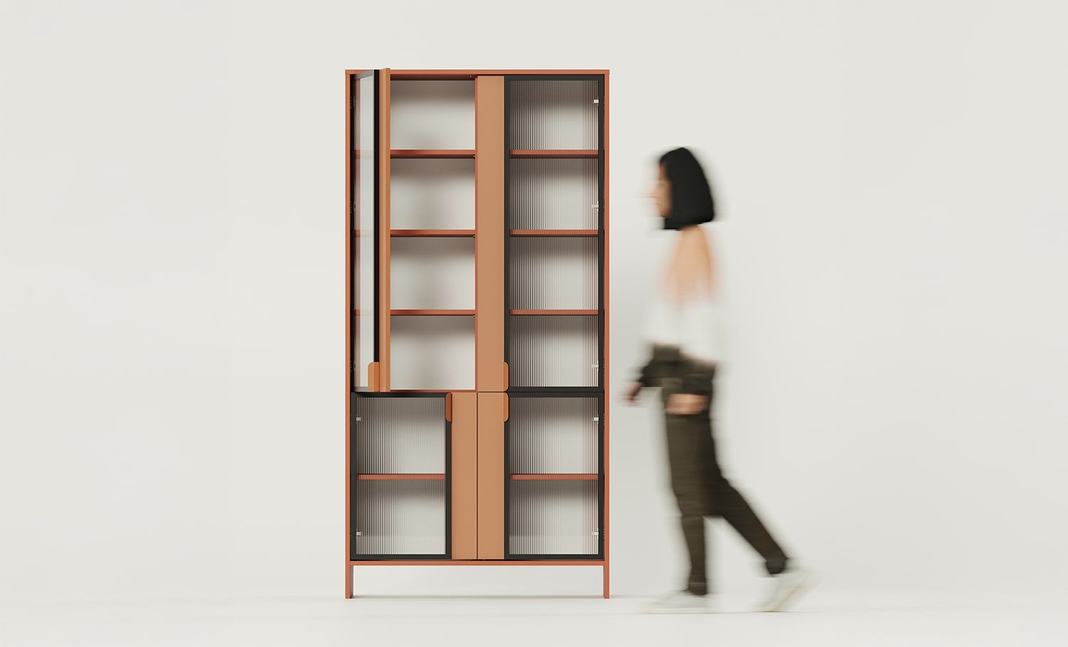 Vitrína LAYERS LAY49
Farba: ohnivá terakota
Farba druhej vrstvy prednej strany: Sahara Deep
Rukoväť: LAYERS 110 Rukoväť Fire Terracotta
Typ skla: Rýhované ornamentálne sklo