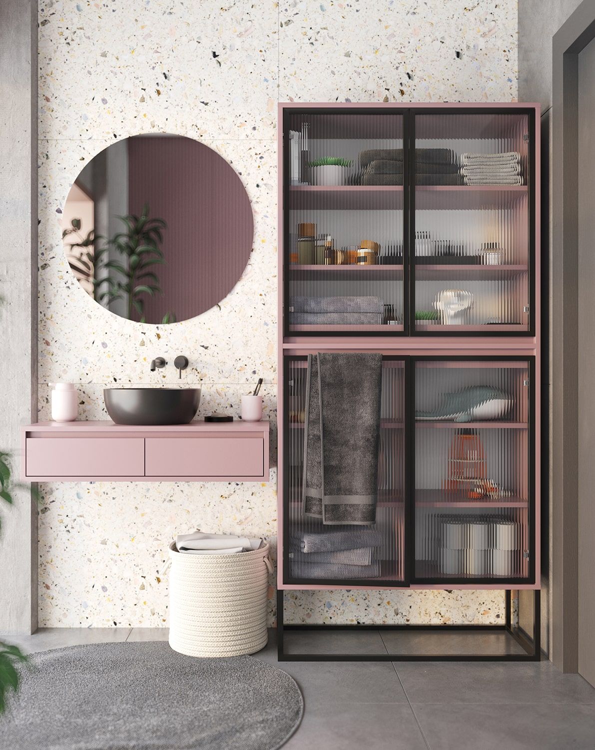 Skriňa ODIS WO2
Farba: Antique Rose
Farba nôh: oceľ ODIS Black
Typ skla: Rýhované ornamentálne sklo