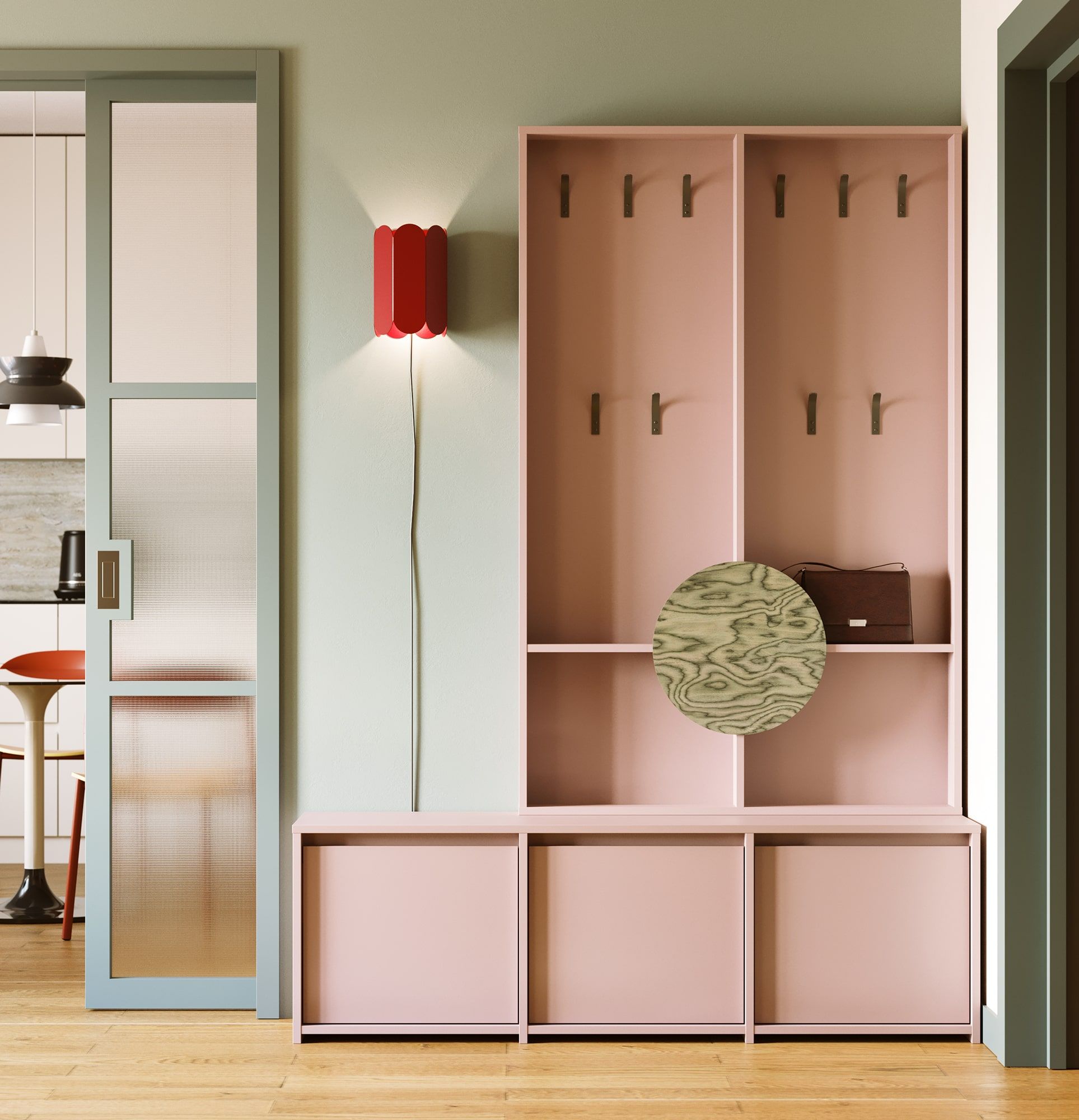 Sada skrinky na topánky RA03 s vešiakom RA17 RAGNAR
Farba: Antique Rose
Háčiky: Oceľový oblúk Milky Way
Doplnkové prvky: kruhový uzáver Sottsassova sivá dyha
